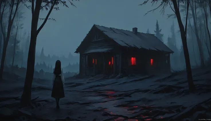 score_9, score_8_up, score_7_up, score_6_up, score_5_up, score_4_up, Landscape image, ((dark woods)), lone CABIN in the forest, high slope place, ((FAR AND DISTANT)), Landscape drawing, (UltraHD8K), (intricatedetails:1.1), masterpiece, best quality, amazin...