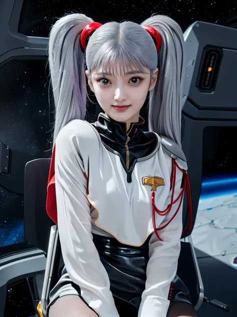 1girl, solo, 18 years old, beautiful girl, Japanese girl, (smile, Looking at camera),
from above, from side, upper body, (Straddling a chair, Spread legs:1.3, Seductive pose, sexy pose), dynamic angle,
BREAK
bbruri, {white capelet, long sleeves, white glo...