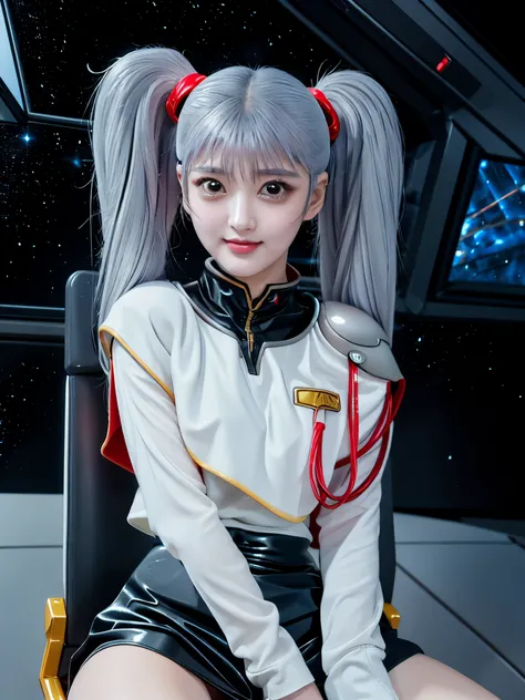 1girl, solo, 18 years old, beautiful girl, Japanese girl, (smile, Looking at camera),
upper body, (Straddling a chair, Spread legs, Seductive pose, sexy pose), dynamic angle,
BREAK
bbruri, {white capelet, long sleeves, white gloves, ((black mini skirt:1.2...