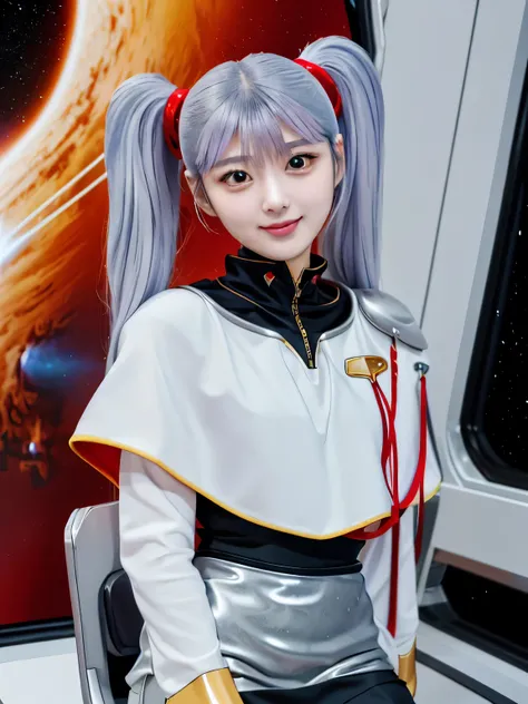 1girl, solo, 18 years old, beautiful girl, Japanese girl, (smile, Looking at camera),
upper body, (Straddling a chair, Seductive pose, sexy pose), dynamic angle,
BREAK
bbruri, {white capelet, long sleeves, white gloves, ((black mini skirt:1.2)), pantyhose...