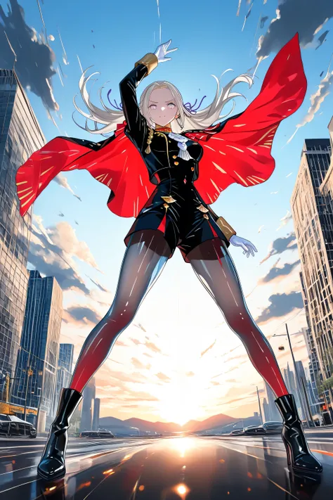 (adult Edelgard:1.0, dynamic sexual pose:1.0, translucent:1.0, subsurface scattering:1.0, transparent pantyhose, high definition eyes,3DMM,eyesHD, liquidy, drenched clothes),uncommon angle, uncommon perspective, scenery,
