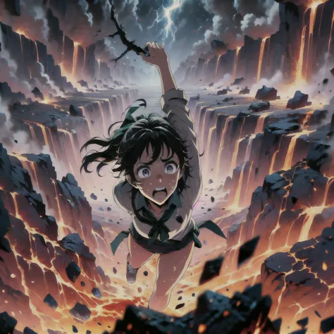 masterpiece,best quality,highly detailed,1girl,solo,scared,raised eyebrows,constricted pupils,surprised,clenched teeth,sweat,sweatdrop,purple eyes,black hair,long hair,lycoris uniform,green ribbon,long sleeves,black gymnastics bloomers,high leg,self wedgie...