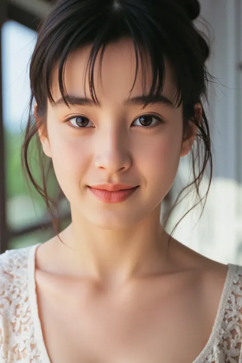 smile, ( Highest Quality:1.5),(((topless、nude、Nipples、pussy))) (( full nude、Ikuru、show buttocks))( Capture skin texture and pores :1.7), Sharp focus that captures the whole body、Creates natural shadows on cheeks and forehead, ( high definition :1.4), fine...