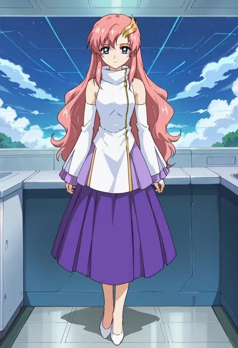 score 9、score 8 up、score 7 up、score 6 up、score 5 up、score 4 up、source anime、傑作、Best quality、Best resolution、Very detailed face、Very detailed eyes、Best image quality、anime coloring、anime screencap、anime screenshot、1girl、<lora:Lacus_Meer_Gundam_SEED_Pony:0.8...