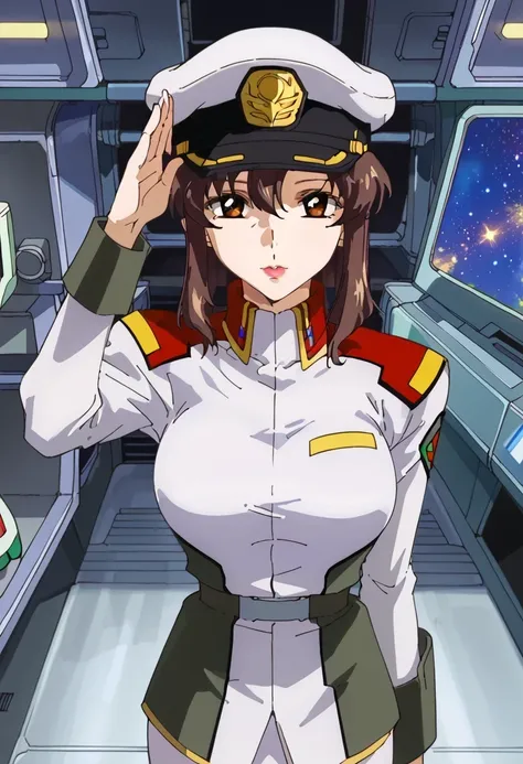 score 9、score 8 up、score 7 up、score 6 up、score 5 up、score 4 up、source anime、傑作、Best quality、Best resolution、Very detailed face、Very detailed eyes、Best image quality、anime coloring、anime screencap、anime screenshot、1woman、<lora:Murrue_Ramius_Gundam_SEED_Pony...