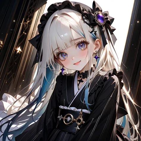 face in front、the cutest girl in the world、1girl,pretty face、Idol、Babyface、big eyes、Smile Yan、(((Highest Quality、最高masterpiece、Super Detailed、High precision in selection、CG、winning work)))、（masterpiece，Highest Quality），(((white goth spank、cute gothic kimon...