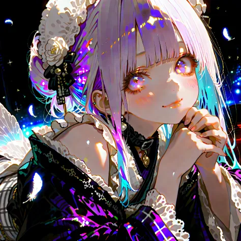 face in front、the cutest girl in the world、1girl,pretty face、Idol、Babyface、big eyes、Smile Yan、(((Highest Quality、最高masterpiece、Super Detailed、High precision in selection、CG、winning work)))、（masterpiece，Highest Quality），(((white goth spank、cute gothic kimon...