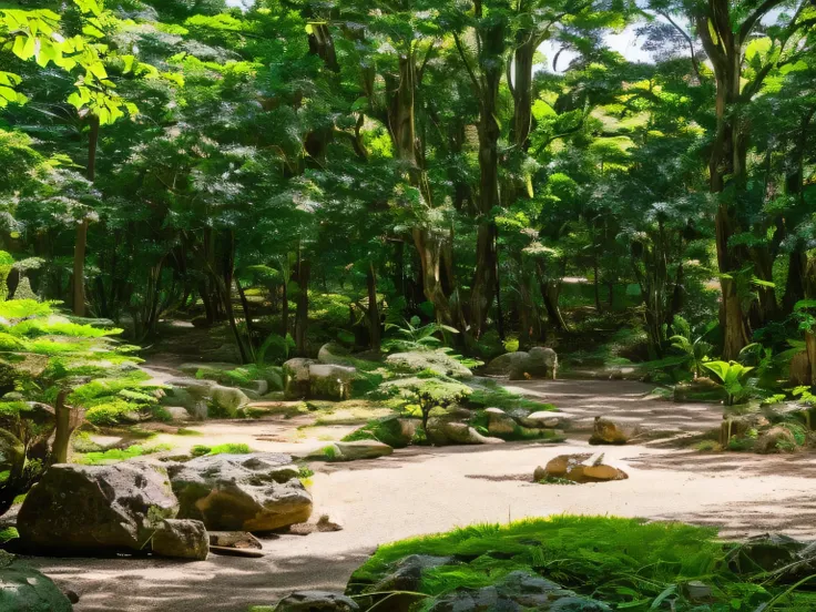 a landscape with sky, rio, trees and rocks to serve as the background of a video for calm and quiet meditation