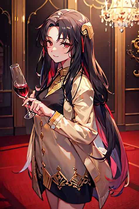 surrealism, High detail, Cinematic lighting, Ray tracing, angle of view, Eye level shots, hyper HD, Masterpiece, Textured skin, 4K, Best quality. Rambut: biru dengan gradasi halus, highlight kena cahaya chandelier.
Mata: kuning emas → bikin tatapan lebih ...