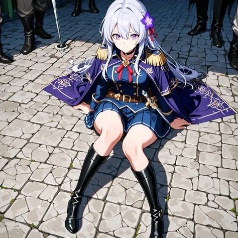 the shadow of a spire floats in the distance　 she says 、It was graceful as if the beginning of a dance。 and the hair is gorgeous even on the battlefield、eyes looking straight at the opponent。 His eyes are、behind their cuteness。the right foot is supple back...