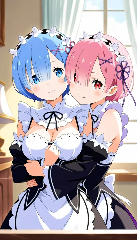 (Two girls hugging each other:1.5), {{{masterpiece}}}, (best quality:1.5), (ultra-detailed:1.5), {illustration}, {{an extremely delicate and beautiful}}, (beautiful detailed eyes:1.6), absurdres, highres, extremely detailed face, 16k, hd, visual anime de u...