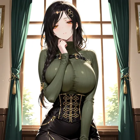 solo,masterpiece,best quality,super fine illustration、finely detail 、clear picture、UHD、HDR, amazing quality, highres, absurdres, very aesthetic, high resolution, ultra detailed, perfect details,(masterpiece, detailed:1.2)、nijitomoe,huge breasts,orange eyes...
