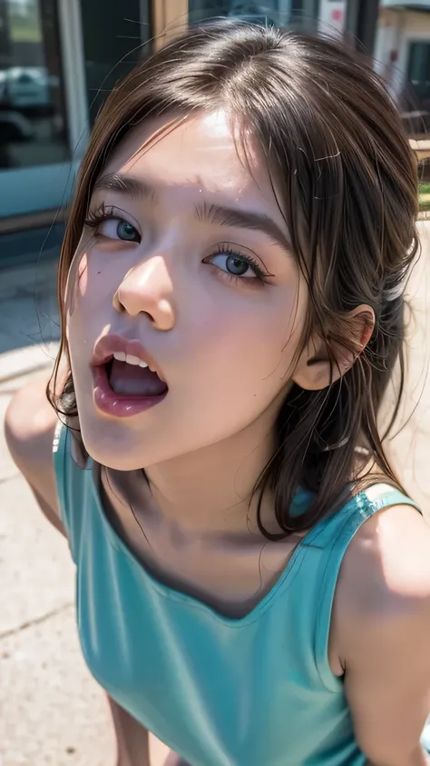  young woman、smile、(( search 。 hairstyles are random))、 Feeling vague 、(( masterpiece、 high image quality 、16 kg))、 empty eyes, staring at viewers, (( random design springwear))、Explore the city at night , huge breasts, cleavage,  plump body, ボTan の隙間 , {p...