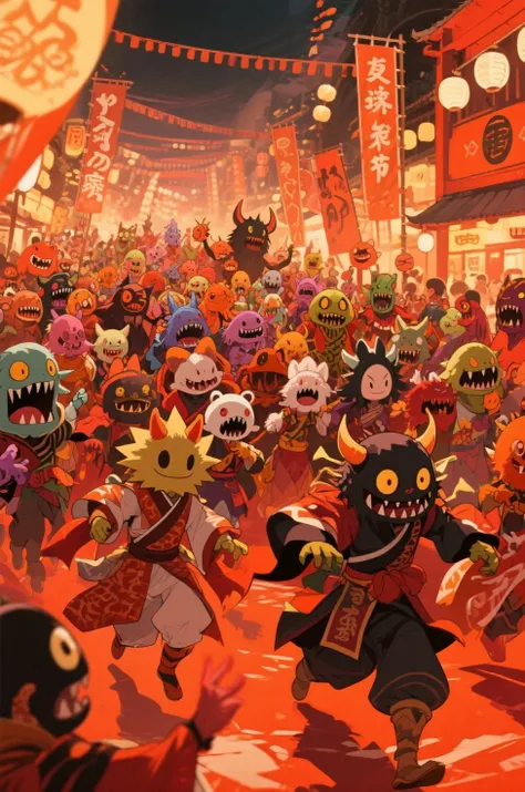 Hyakki Yagyagyayo Yo-kai Natsu Matsuri A large procession of many monsters