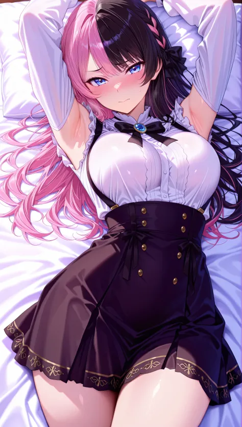 solo,masterpiece,best quality,super fine illustration、finely detail 、clear picture、UHD、HDR, amazing quality, highres, absurdres, very aesthetic, high resolution, ultra detailed, perfect details,(masterpiece, detailed:1.2),blue eyes, (multicolored hair), Hi...