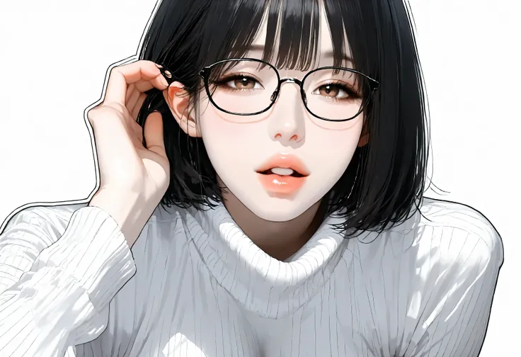 big breasts,maorix,8k, 32K, score_9, score_8_up, score_7_up, score_6_up, score_5_up, score_4_up,masterpiece, best quality, (hyper realistic) ,(cel shading), (solid color illustration), (limited color palette), (vector art style),white outline, (line art),(...