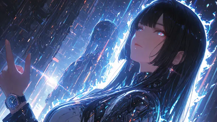 {{{masterpiece}}}, {{{best quality}}}, {{ultra-detailed}}, {illustration}, {{an extremely delicate and beautiful}}, general , aura light,Sluisap ,XXX668 _illu,748cmstyle, great quality, CHARACTER FOCUS , minimalist, side angle, Princess cut, Long ha...