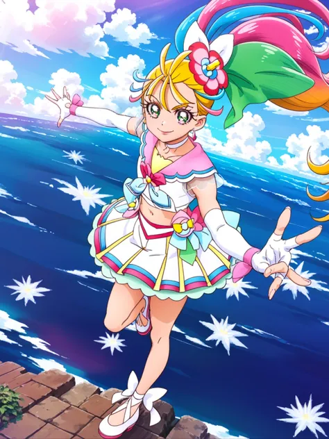 score 9 , score 8 up, score 7 up, source anime, masterpiece, Best quality, Best resolution, best image quality, anime coloring, anime screenshot, anime screencap, 1boy, cure summer is a boy, long haired anime boy, 美しい天の魔道士, flower, jewelry, hair ornament, ...