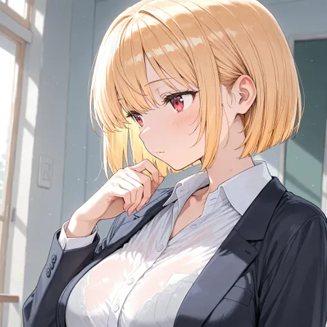 blond hair,short bob hair,