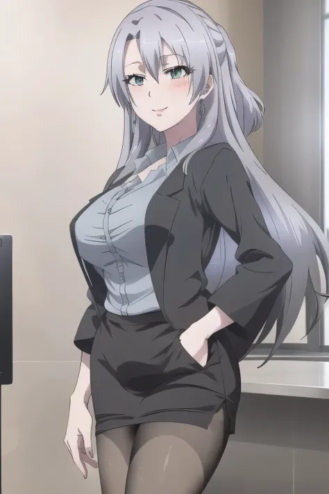  can you draw a smiling expression even More Delicate  ly，Can you delicately draw a woman with a nice smile，More Delicate   ，Adorable Smiling Woman    ，LONG LIGHT PURPLE HAIRの女性，薄手の服を着たBIG BREASTSの女性，micro mini skirt，BIG BREASTS, gorgeous thighs wearing th...