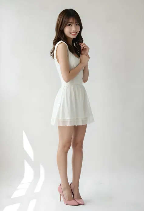       super real ,       photorealistic   ,    (Full body image:1.5),  she looks so happy in a photography studio with a simple background      , shadow,           GLOBAL ILLUMINATION          , Alone, (Japanese woman in her 20s :1.5),      so beautiful、  ...