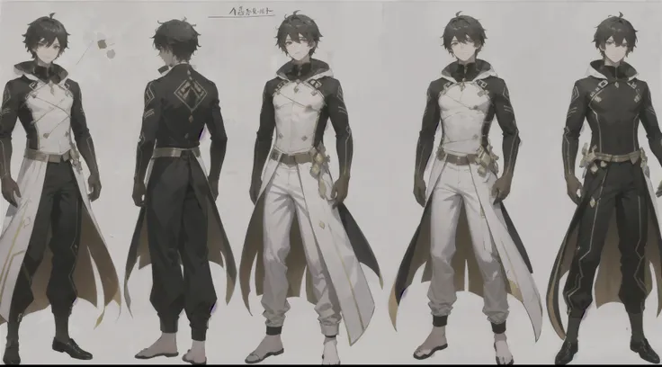 ((Masterpieces)),(((is the best quality))),(character design paper,The same character,before,to the side,behind), one man , handsome, is unique, Medium poem, red eyes, Masterpieces, is the best quality, He looks at about, full body, Height 180 cm, detai...