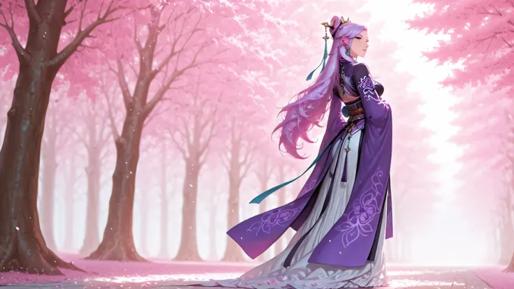 cun li in lenceria, Flirtatiously walking . as Sakura petals fall