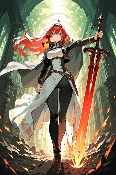 (masterpiece, best quality, ultra-detailed:1.2), anime-style, clean lineart, sharp lines, expressive anime eyes, detailed hair, dynamic forward lunge, low-angle perspective, extreme foreshortening, full body, screen-filling composition, edge-to-edge framin...