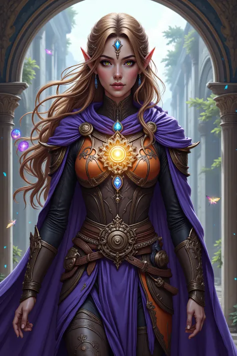 zavy-ctcmcs,w1n,hyp3rd3tail style,aidmamj6.1,a picture of a female elf (intense details, Masterpiece, best quality) fantasy cleric, fantasy celestial guardian, armed with a holy symbol, shinning holy symbol, metallic shine, an ultra wide shot, full body (i...