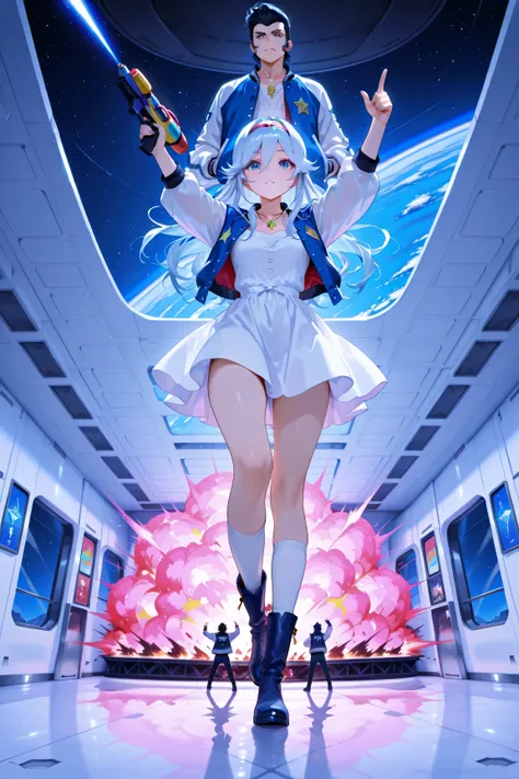 score_9, score_8_up, score_7_up, masterpiece, best quality, perfect facial features, highest resolution, 8k, amazing quality, detailed eyes, clear eyes, dynamic composition, dynamic pose, face clearly visible, whole body, low angle, 1girl 1man, two people,...