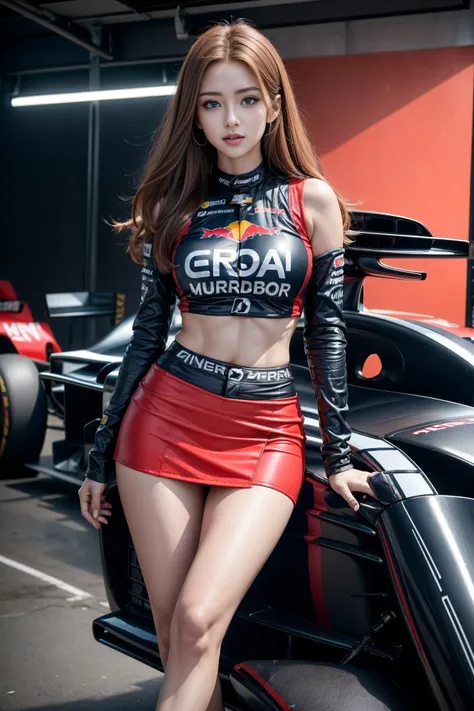 8k,RAW photos，best quality at best,(masterpiece after sex)，( MotoGP Racing Girls)，(Eyeliner:0.5),(blush:0.5)，Brown hair，Light smile，Refers to a beautiful and delicate girl，K-pop idol，Extremely detailed face ， beautiful and detailed blue eyes,double eyelids...
