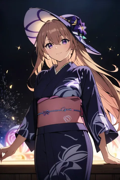 (highest quality, 8k, High resolution, masterpiece:1.2), Anime art style, Hyper Detail, himeragi yukina, Hair between the eyes, 1 girl, Perfect Face, eye_Light_big, medium breast, Soft impression, alone, a girl), smile, portrait, (colorful splash effect, s...