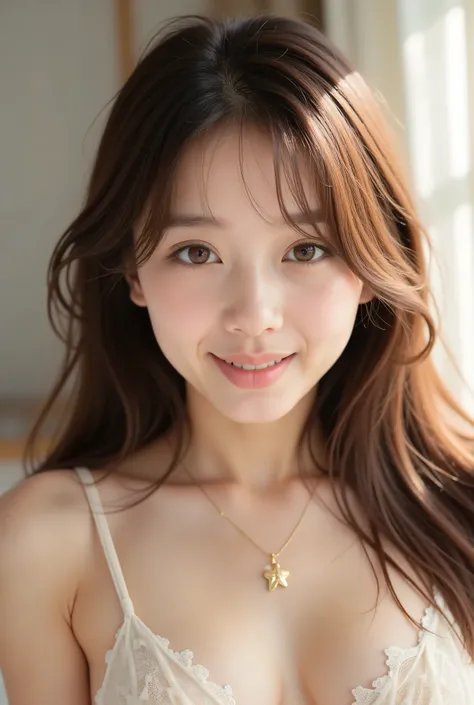 ((photorealistic:1.5)), (masterpiece),(Highest Quality:1.5), ( bright professional lighting ), (visible), (absurd), ((An impressive head portrait of a pretty, medium-sized brown woman with brown eyes)), (20-year-old Japanese woman), (Refreshing Atmosphere)...