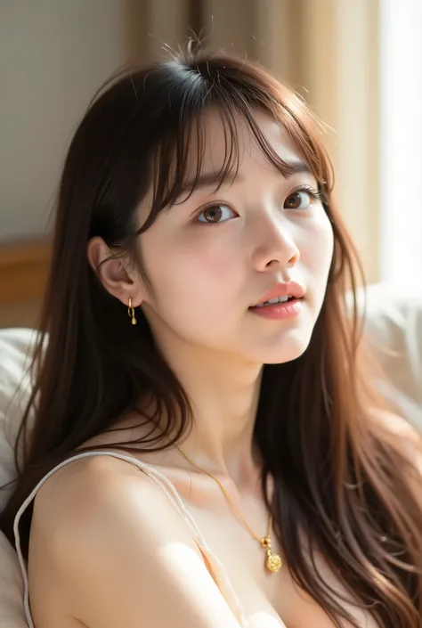 ((Photorealistic:1.5)), (masterpiece),(Highest Quality:1.5), ( bright professional lighting ), (visible), (absurd), ((An impressive head portrait of a pretty, medium-sized brown woman with brown eyes)), (20-year-old Japanese woman), (Refreshing Atmosphere)...