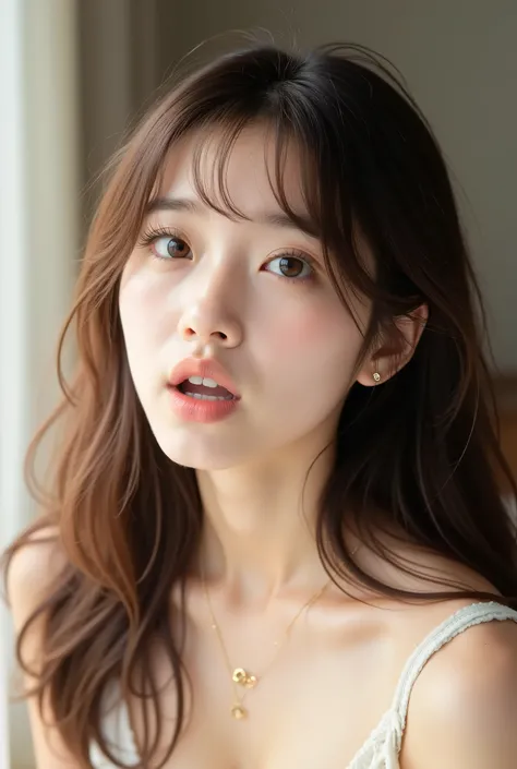 ((Photorealistic:1.5)), (masterpiece),(Highest Quality:1.5), ( bright professional lighting ), (visible), (absurd), ((An impressive head portrait of a pretty, medium-sized brown woman with brown eyes)), (20-year-old Japanese woman), (Refreshing Atmosphere)...