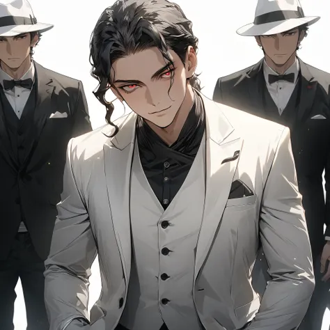 Cowboy Shot,Familiar,Focus on males, one man , Muzan Kibutsuji, white  has ,high definition, 8k, Very high quality, Masterpieces, Full and detailed face, ((white background:1.5)) ,((back muscles)),(Masterpieces:1.2, is the best quality), MuzanMale,  1 boy ...