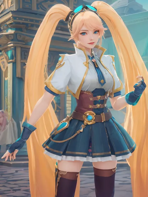 close-up of a woman with long blond hair in a dress, portrait knights of the zodiac girl, lovely Bridgette from Overwatch , Bridgette from Overwatch , knights of the zodiac girl, Pink hair with two tails and blue eyes, render of a cute girl, Kecin from Gen...