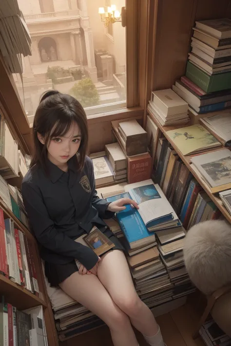 yuko Shimizu, Seizō Watase, Teodor Rotrekl, Clara Weaver Parrish, Junaida, Surrealism, Mystery, Weird, Fantastic, Fantasy, Sci-fi, Fantasy, Japanese Anime, Tomb of Books, miniskirt Beautiful girl, solo girl, The Babylonian Underground Library that Travels...