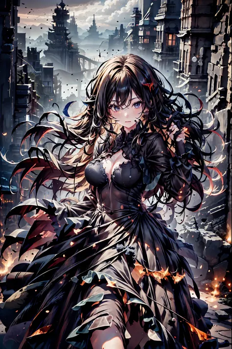 The World of Vampires,Family of Vampires,Crimson Night、Shadows ,Detailed Photorealistic Portraits,bust shot,cowboy shot in a dirty abandoned house,gem,black tiara,pale face,Inflammation,delicate texture,Realistic composition,Dynamic Perspective,Dark Gothic...