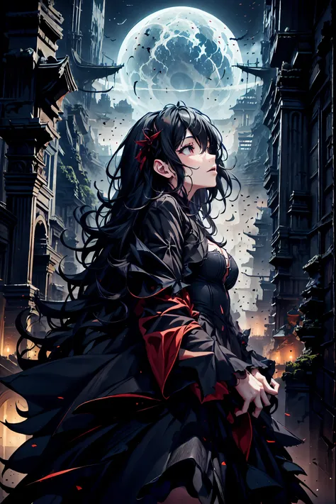 There is only one vampire left alive in this world,Thousand Years of Solitude,Crimson Night、Shadows ,World of Vampires,Family of Vampires,Crimson Night、Shadows ,Detailed Photorealistic Portraits,bust shot,I'm messing with cowboys,gem,black tiara,pale face...