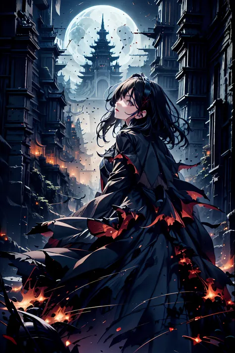 There is only one vampire left alive in this world,Thousand Years of Solitude,Crimson Night、Shadows ,World of Vampires,Family of Vampires,Crimson Night、Shadows ,Detailed Photorealistic Portraits,bust shot,I'm messing with cowboys,gem,black tiara,pale face...