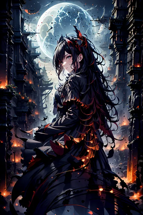 There is only one vampire left alive in this world,Thousand Years of Solitude,Crimson Night、Shadows ,World of Vampires,Family of Vampires,Crimson Night、Shadows ,Detailed Photorealistic Portraits,bust shot,I'm messing with cowboys,gem,black tiara,pale face...