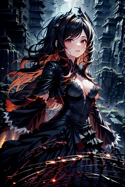 There is only one vampire left alive in this world,Thousand Years of Solitude,Crimson Night、Shadows ,World of Vampires,Family of Vampires,Crimson Night、Shadows ,Detailed Photorealistic Portraits,bust shot,I'm messing with cowboys,gem,black tiara,pale face...