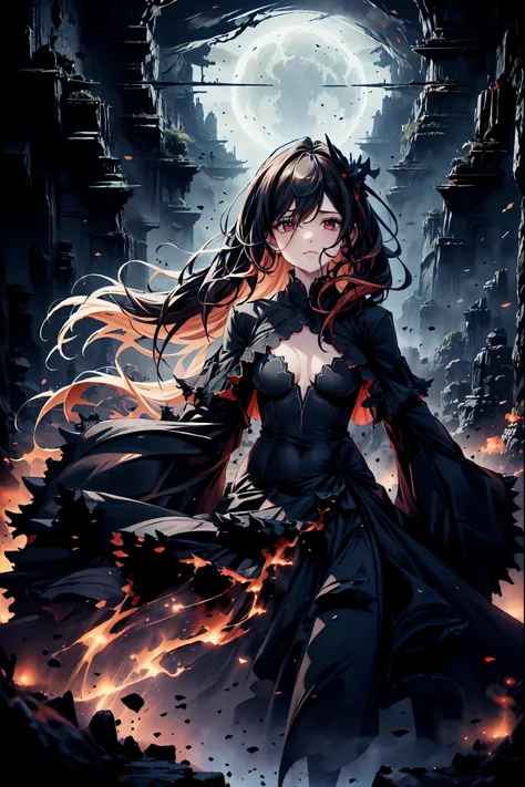 There is only one vampire left alive in this world,Thousand Years of Solitude,Crimson Night、Shadows ,World of Vampires,Family of Vampires,Crimson Night、Shadows ,Detailed Photorealistic Portraits,bust shot,I'm messing with cowboys,gem,black tiara,pale face...