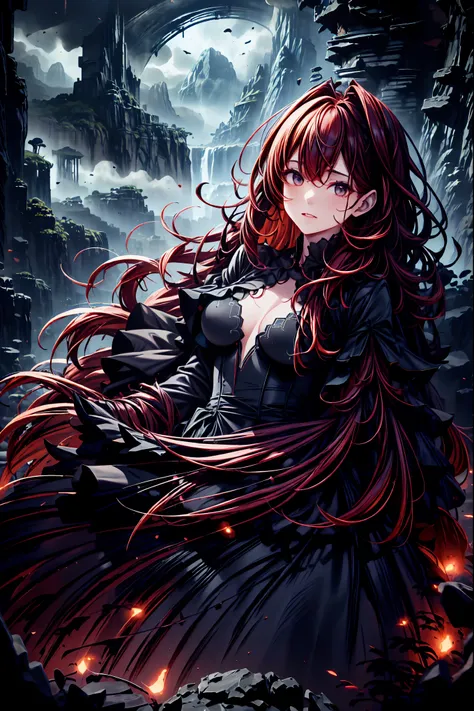 There is only one vampire left alive in this world,Thousand Years of Solitude,Crimson Night、Shadows ,World of Vampires,Family of Vampires,Crimson Night、Shadows ,Detailed Photorealistic Portraits,bust shot,I'm messing with cowboys,gem,black tiara,pale face...