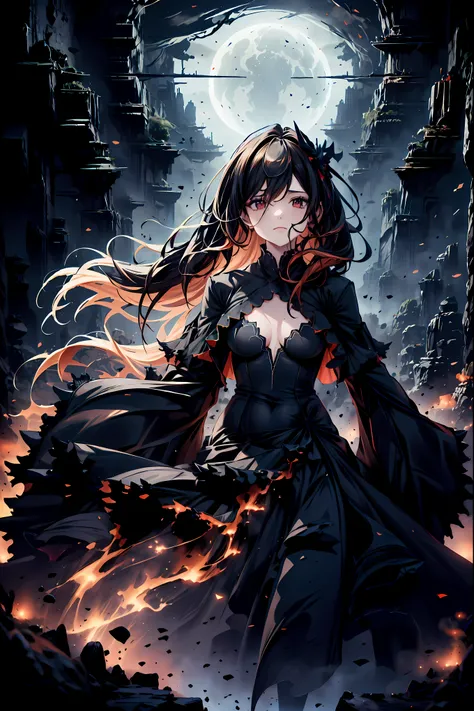 There is only one vampire left alive in this world,Thousand Years of Solitude,Crimson Night、Shadows ,World of Vampires,Family of Vampires,Crimson Night、Shadows ,Detailed Photorealistic Portraits,bust shot,I'm messing with cowboys,gem,black tiara,pale face...