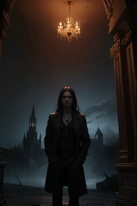 vampire realm, crimson night, shadows of the bloodline, detailed gothic castle, moonlit sky, ominous atmosphere, dark mist, flickering candlelight, ornate chandeliers, gothic architecture, haunting ambiance, photorealistic, 8K, ultra-detailed, cinematic li...