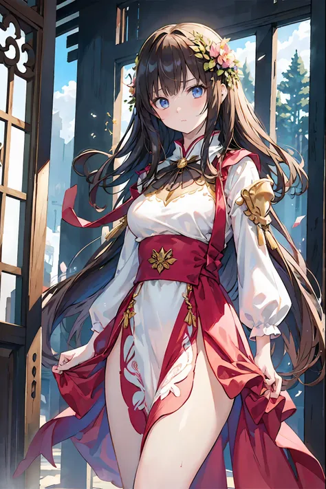 Girl、Illuminated by a Mysterious Summon、Moment where ordinary everyday life completely changes，High Quality 4K Realistic Depiction，Becomes the central character of the story due to special events，Illuminated by strong winds blowing in through an open door、...