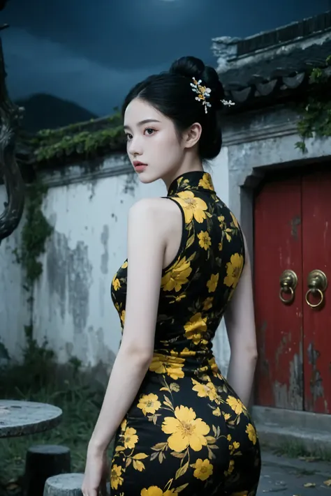 nsfw,(((best quality))),(((ultra detailed))),(((masterpiece))),illustration,a girl,detailed face,bun