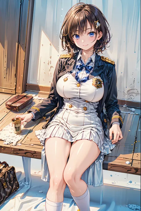 「(masterpiece), (Highest Quality), (Highly Detailed CG Unity 8K Wallpaper), girl old man, Ultimate Beautiful Girl, Student Council President，School student council room，Huge room，Queen-like，reign，Crown Like Hair Ornament，, (odd-eye), (cold blue eyes on one...
